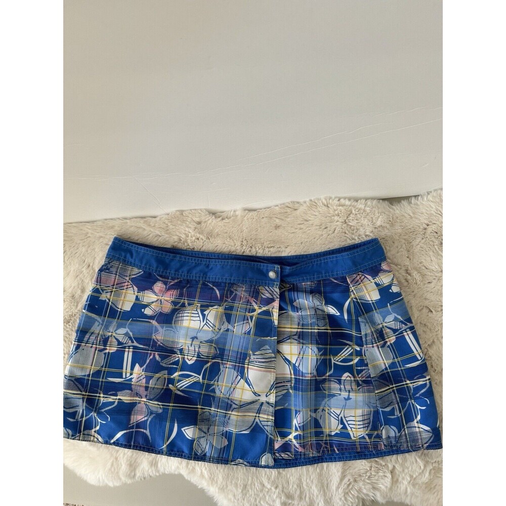 Raya Sun Reversible Wrap Skirt Blue Floral & Solid Blue Size XL Mini Golf Tennis